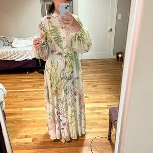 Botanical Print Long Sleeve Dress